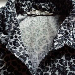 premium PERSTESSO ヒョウ柄ベロアシャツ グレー黒 長袖 サイズ9Rの画像