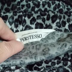 premium PERSTESSO ヒョウ柄ベロアシャツ グレー黒 長袖 サイズ9Rの画像
