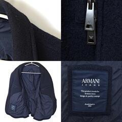 ARMANI JEANS アルマーニジーンズ ジップアップ ウール ジャケット 50 ブラック メンズの画像