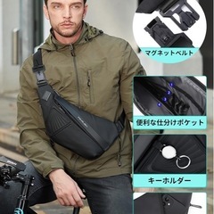 【未使用品】fenruien ボディバッグ 防水 USBポート付き の画像