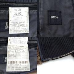 HUGO BOSS ヒューゴボス 羊革 ジップアップ アウター レザー ジャケット ブラック メンズの画像