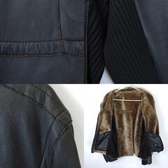 HUGO BOSS ヒューゴボス 羊革 ジップアップ アウター レザー ジャケット ブラック メンズの画像