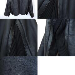 HUGO BOSS ヒューゴボス 羊革 ジップアップ アウター レザー ジャケット ブラック メンズの画像