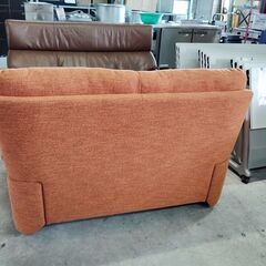 ヤマダ電機　オレンジ布張り　ハイバック２人掛けソファー『中古美品』の画像