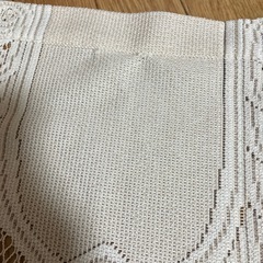 白とページュ　レースのれん　の画像