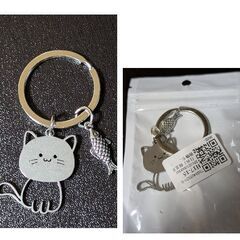 ステンレス製/ネコちゃんキーホルダー（新品）の画像
