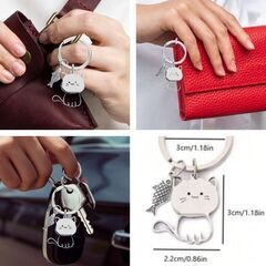 ステンレス製/ネコちゃんキーホルダー（新品）の画像