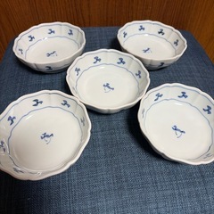 SR-6 有田焼　岩徳窯　八角　皿　青花模様　5枚セットの画像