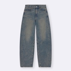 GU/バレルレッグジーンズ/丈長め/XSサイズの画像