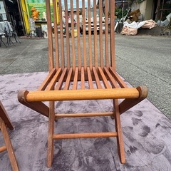 ✴︎木製折りたたみ式椅子　ガーデンチェア 2脚組 肘なし(中古)✴︎の画像
