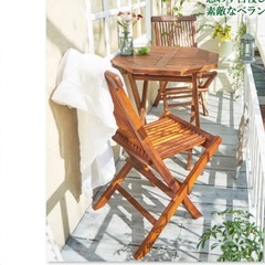 ✴︎木製折りたたみ式椅子　ガーデンチェア 2脚組 肘なし(中古)✴︎の画像