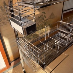 【伸縮】シンク上ステンレス製水切りかご[日本製] ＜２段＞の画像