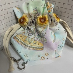 インド刺繍リボン巾着袋の画像