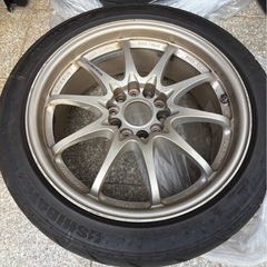 レイズ　ce28 4本　17インチ7.5jj 5穴114.3pcd ofs+43 タイヤ付(シバタイヤ215/45/17 TW280)溝ありの画像