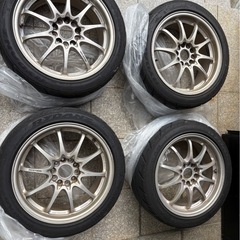レイズ　ce28 4本　17インチ7.5jj 5穴114.3pcd ofs+43 タイヤ付(シバタイヤ215/45/17 TW280)溝ありの画像