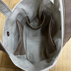 【ハンドメイド】帆布トートバッグ 生成り×モカ ペットボトルホルダー付き1111新品未使用の画像
