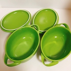 【美品】カレーやシチュー、グラタンに。ペア蓋付ボウル皿の画像