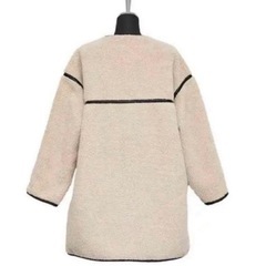 classicalelf レザー調パイピングノーカラーロングボアコート の画像