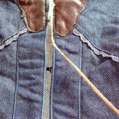 Supple デニムジャケット フリル レース 濃紺 長袖 Mくらいの画像