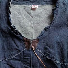 Supple デニムジャケット フリル レース 濃紺 長袖 Mくらいの画像