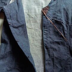 Supple デニムジャケット フリル レース 濃紺 長袖 Mくらいの画像