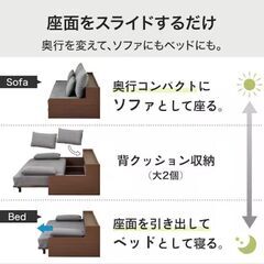 ●1台3役(#^.^#)●ベッドソファ　中古品　美品(^^♪●相模原　横浜　神奈川●ソファベッド　N-sleep ポケットコイル　マットレス●の画像