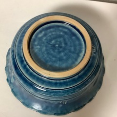 中鉢　鳳凰柄　ブルー　縁フリル　煮物鉢　ボウルの画像