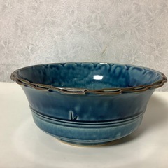 中鉢　鳳凰柄　ブルー　縁フリル　煮物鉢　ボウルの画像