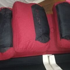 ソファー3人掛け　赤　ファブリックの画像