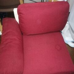 ソファー3人掛け　赤　ファブリックの画像