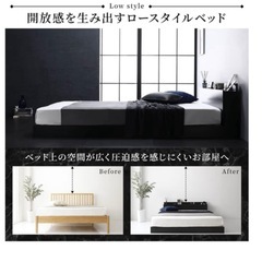 ベッド セミダブル ボンネルコイルマットレス付き ベッドフレーム ローベッド すのこ ホワイト 棚 コンセント Famite ファミーテの画像