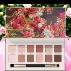 【新品未使用】12色アイシャドウパレットピンク×ベージュ マット＆パール ブラシ&ミラー付きの画像