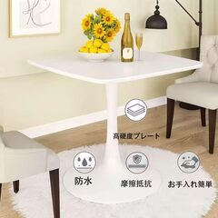  【新品未使用】baokaisダイニングテーブル 正方形 北欧風 カフェテーブル おしゃれ コンパクトおし 幅60cm 在宅ワーク 勉強机 作業台 食卓 リビング キッチン ホワイトの画像