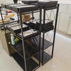折り畳み収納ラック　キャスター付き棚　電子レンジスタンド　本棚　の画像