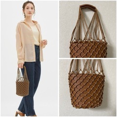 秋に最適🍂編みバック　ブラウス　2way仕様　の画像