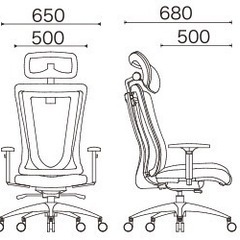 メッシュバックと可動式ヘッドレストを備えたオフィスチェアの画像