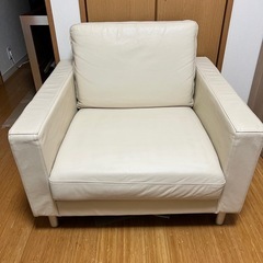 
美品　無印良品/MUJI　本革1人掛けソファの画像