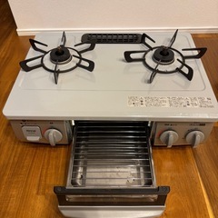 【ガスホース、電池付】2口ガスコンロ(KG35NGRR)都市ガス用の画像