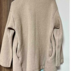 Laruta Fox混 ニットコート ブラウン×ブルー ノーカラー バイカラー フリーサイズの画像