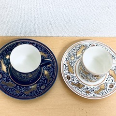 【新品・箱あり】幸兵衛窯 コーヒーカップ ペア 紺色＆白色の画像