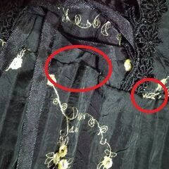 レースアップ プリーツチュニック 黒×金 花柄 リボン レース フリル メッシュの画像