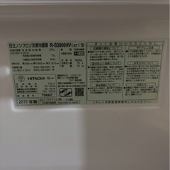 日立 3ドア冷蔵庫 R-S3800HV 2017年製375L 右開きの画像