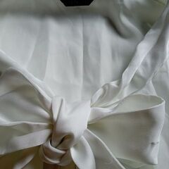 C.D.S BASIC 白 ボウタイブラウス 長袖 フォーマル サイズLの画像