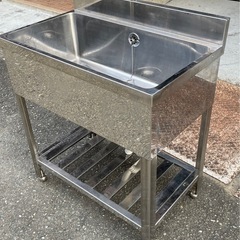 業務用 1槽シンク 幅750×奥450×高さ800+BG90(mm) 一層シンク 一層 1層 一槽 店舗 厨房機器 流し台 キッチン 厨房 大阪の画像