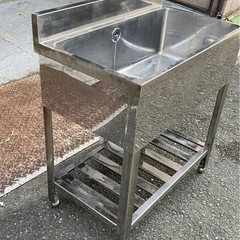 業務用 1槽シンク 幅750×奥450×高さ800+BG90(mm) 一層シンク 一層 1層 一槽 店舗 厨房機器 流し台 キッチン 厨房 大阪の画像