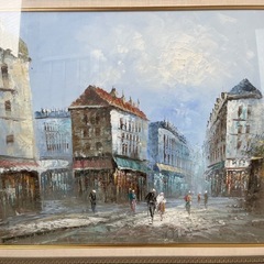 ヨーロッパの街並み風 絵画（額付き）インテリア・壁掛けアートの画像