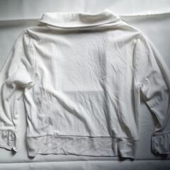 LAVENUE 白 ショールカラー カーディガン フリル袖 七分袖 サイズLLの画像