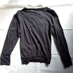 GLACIER 重ね着風カットソー 黒×白 リボンブラウス 長袖 サイズMの画像