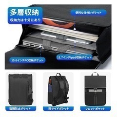 ビジネスリュック　メンズ　男女兼用　USBポート　薄型　軽量　バックパックの画像