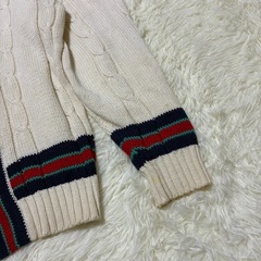 メンズ　カーディガン　リブ編み　Mサイズ　白　ホワイト　冬服の画像